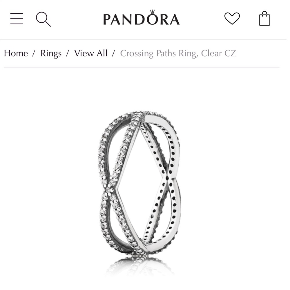 Pandora Crossing Paths Ring, Clear CZ